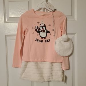 Cynthia Rowley Sequin Fur 3 piece set, skirt, purse, penguin NWT